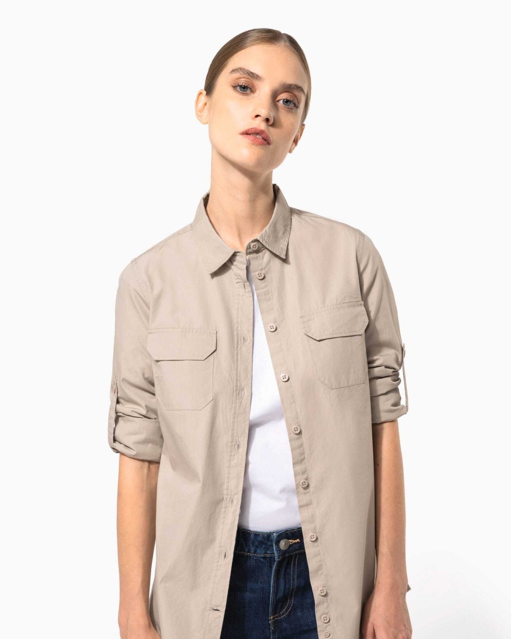 KARIBAN Langarm-Safarihemd für Damen Hemden personalisierbar