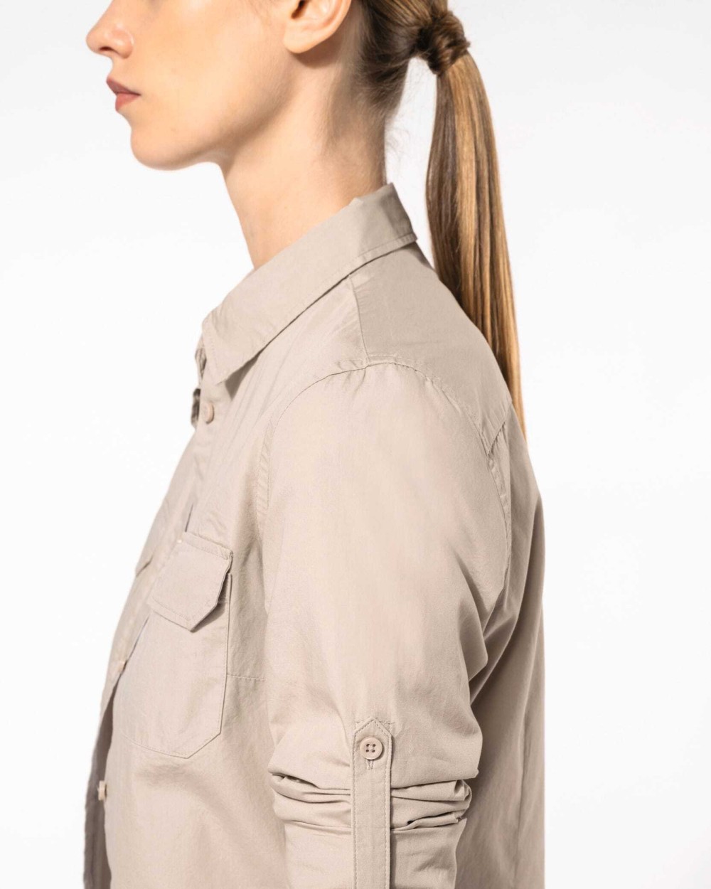 KARIBAN Langarm-Safarihemd für Damen Hemden personalisierbar