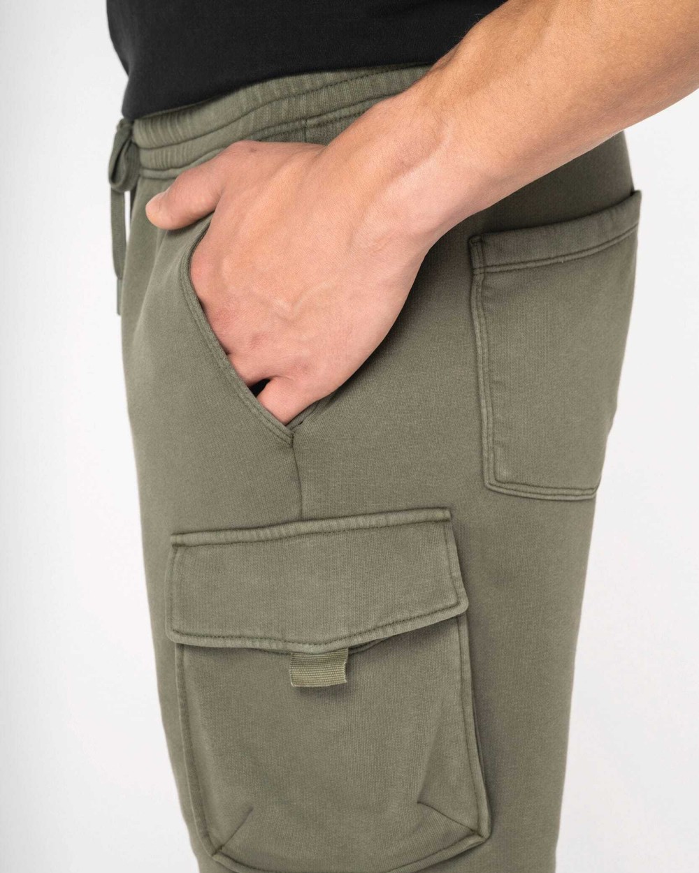 NATIVE SPIRIT Umweltfreundliche ausgewaschene French Terry Cargo-Shorts für Herren Bermudas & Shorts personalisierbar