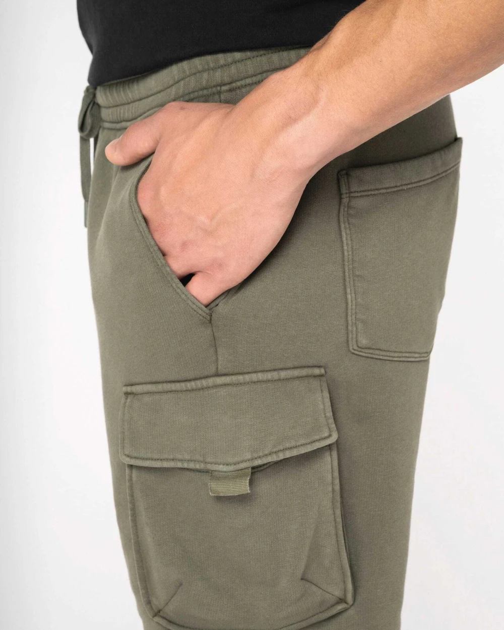 NATIVE SPIRIT Umweltfreundliche ausgewaschene French Terry Cargo-Shorts für Herren Bermudas & Shorts personalisierbar