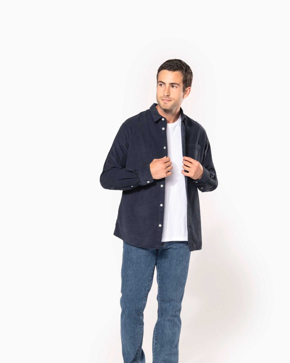 Chemises personnalisable KARIBAN Chemise manches longues en velours homme