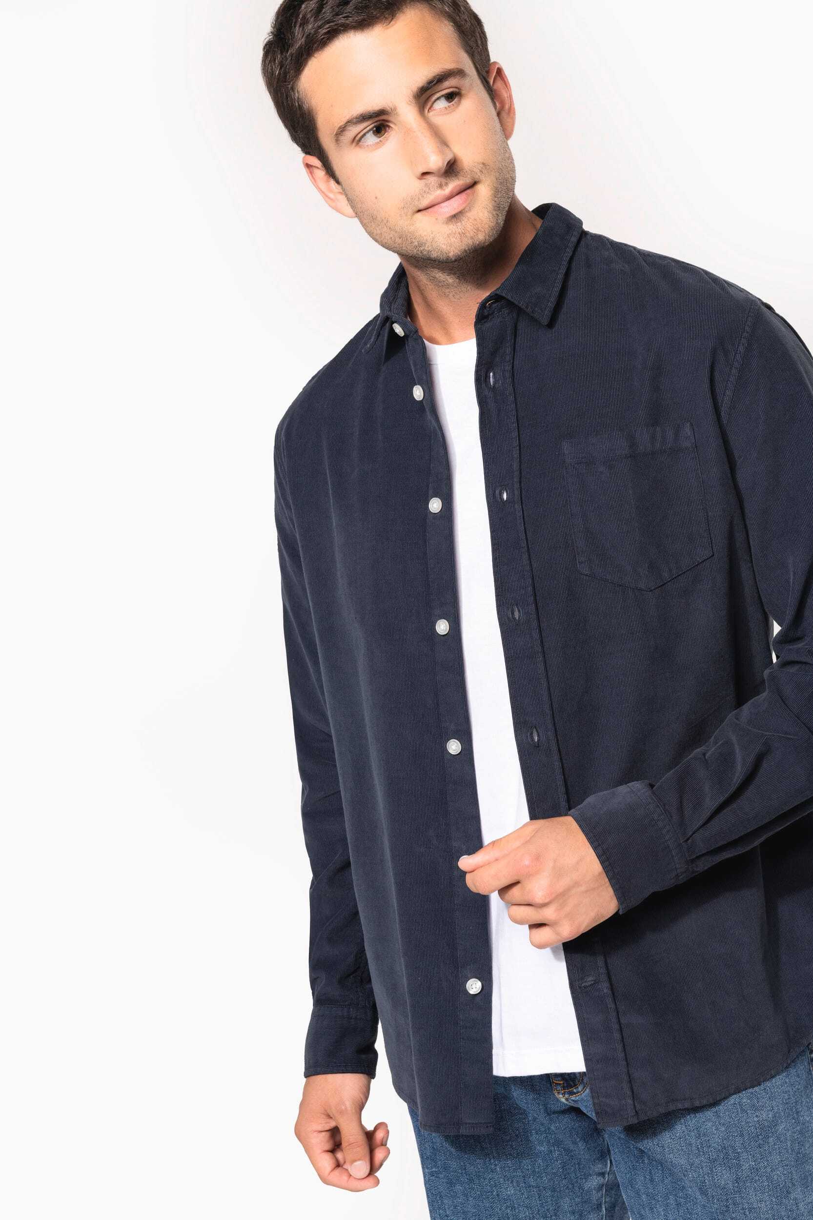 Chemises personnalisable KARIBAN Chemise manches longues en velours homme
