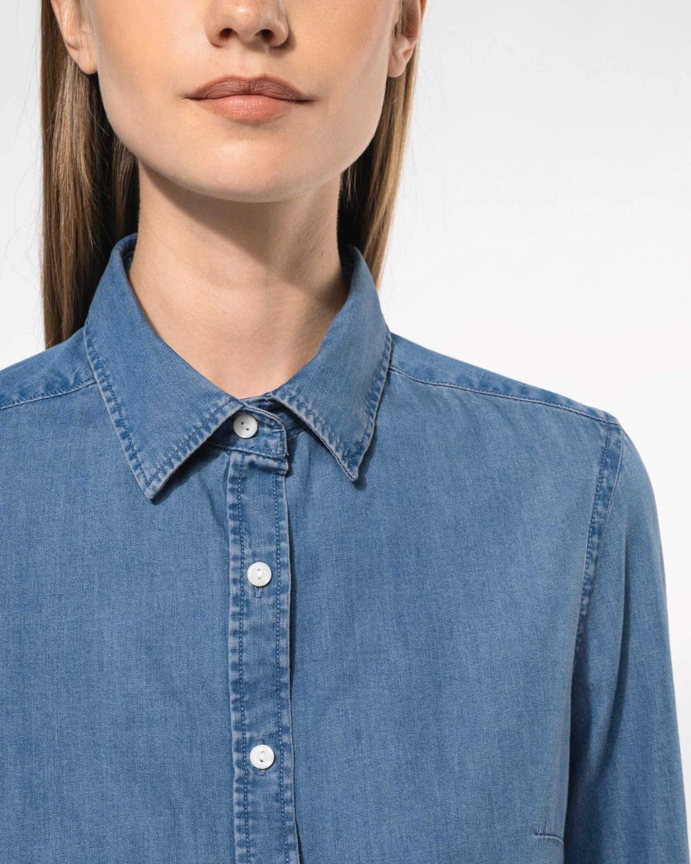 Hemden KARIBAN Damesblouse Denim voor bedrukking &amp; borduring