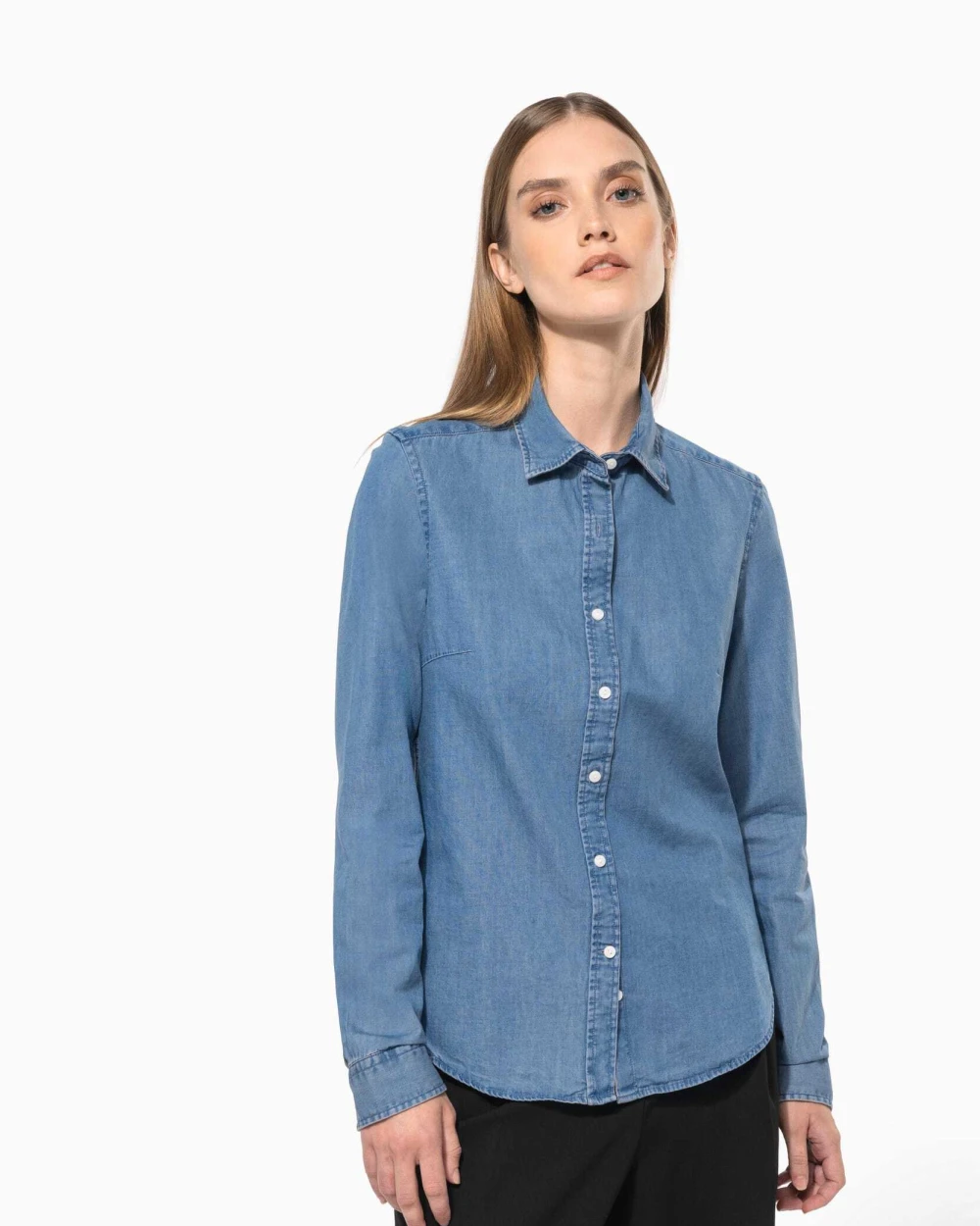 Hemden KARIBAN Damesblouse Denim voor bedrukking &amp; borduring