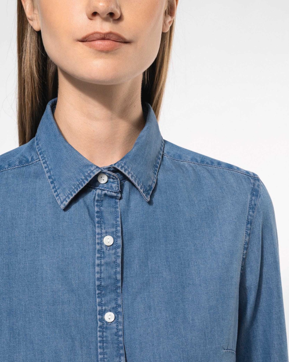 Hemden KARIBAN Damesblouse Denim voor bedrukking &amp; borduring