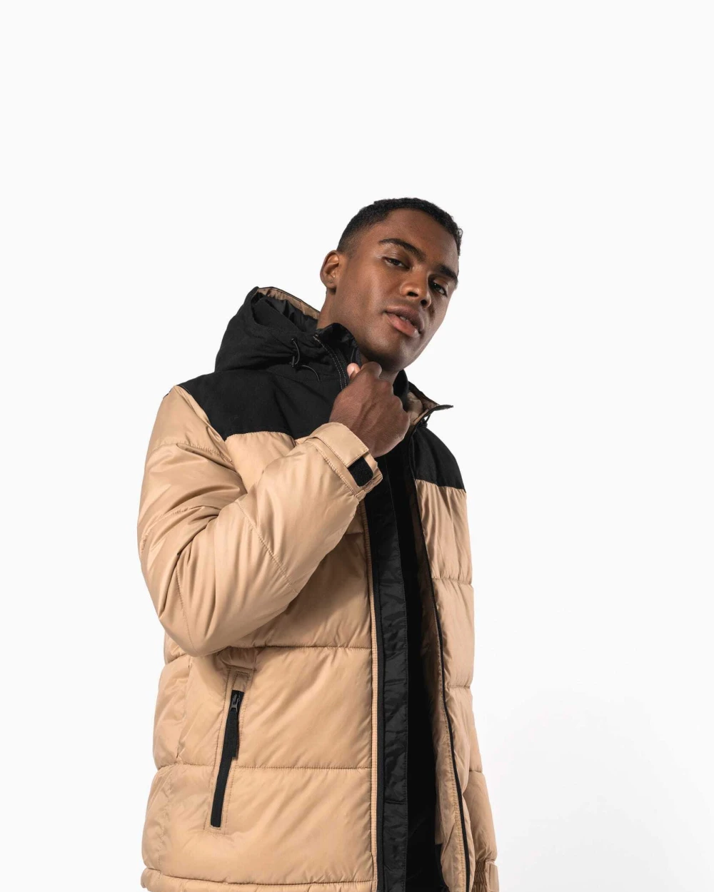 KARIBAN Unisex Steppparka mit Kapuze in zwei Farbtönen Jacken personalisierbar