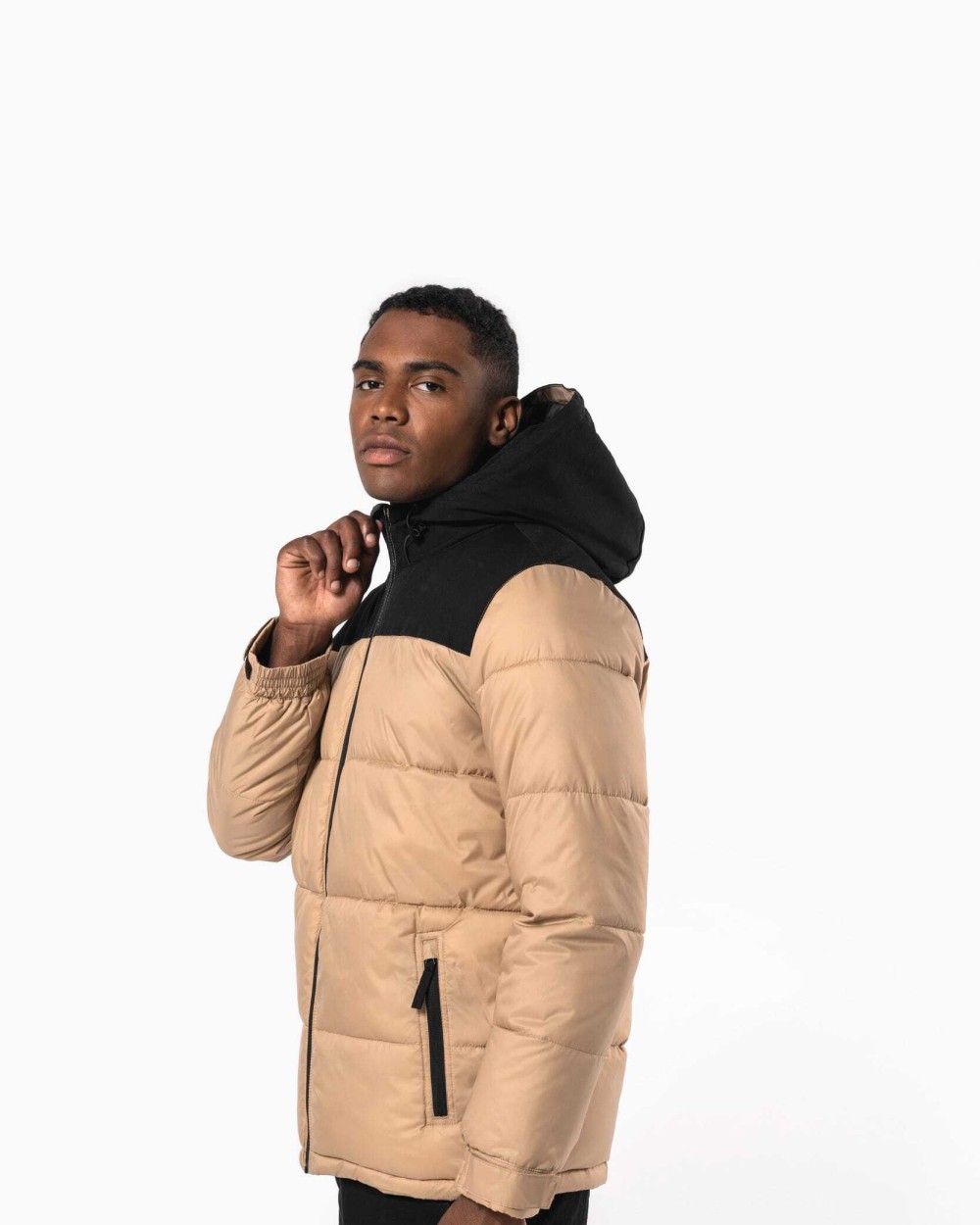 KARIBAN Unisex Steppparka mit Kapuze in zwei Farbtönen Jacken personalisierbar