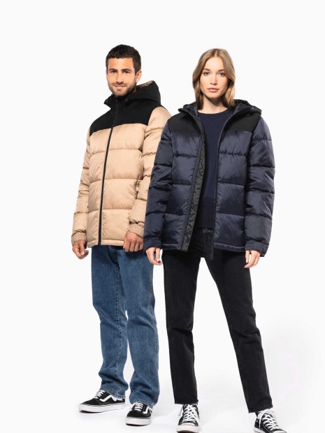 Vestes à personnaliser KARIBAN Parka matelassée à capuche bi-ton unisexe 