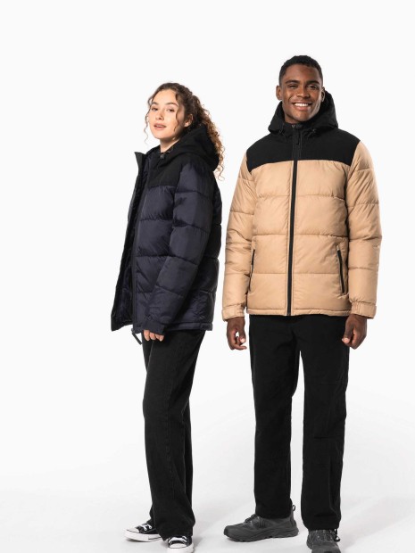 Vestes à personnaliser KARIBAN Parka matelassée à capuche bi-ton unisexe 