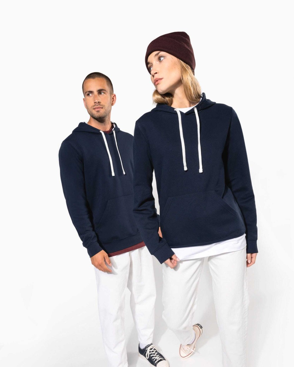 KARIBAN Unisex-Kapuzensweatshirt mit kontrastfarbener Kapuze und Motiven Sweatshirts personalisierbar