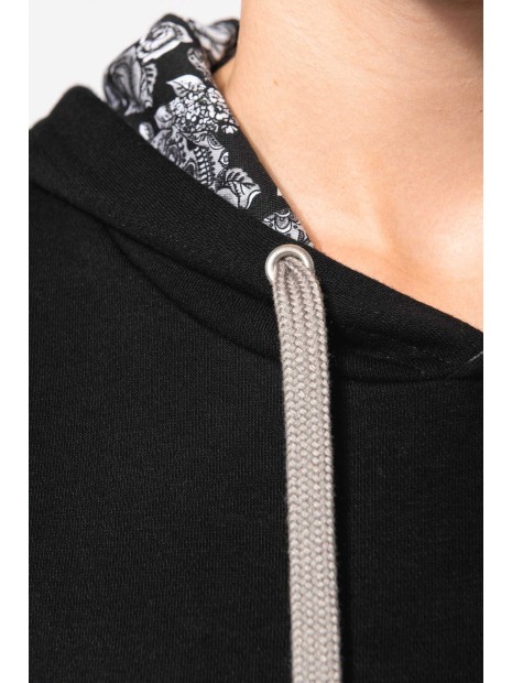 KARIBAN Sweat-shirt à capuche contrastée à motifs unisexe  personnalisable