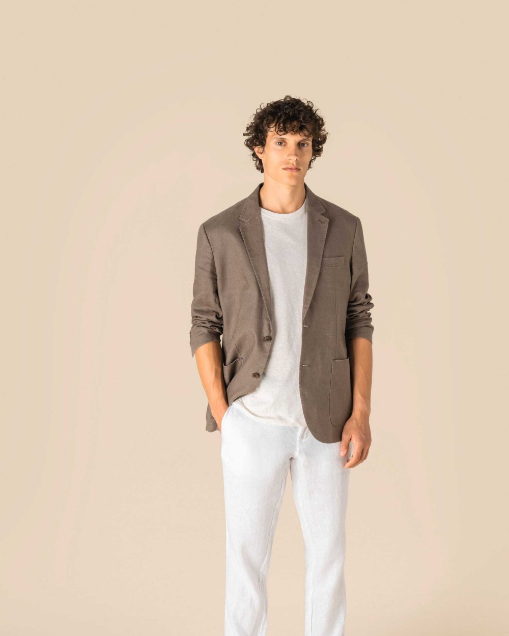 SPASSO Herren-Blazer aus verwaschenem Leinen Jacken personalisierbar