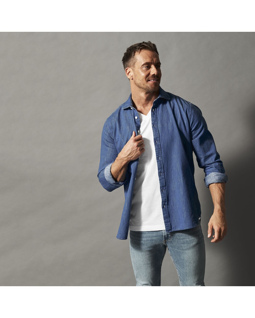 Chemises personnalisable COTTOVER CHEMISE DENIM SLIM FIT HOMME - CERTIFIÉ GOTS