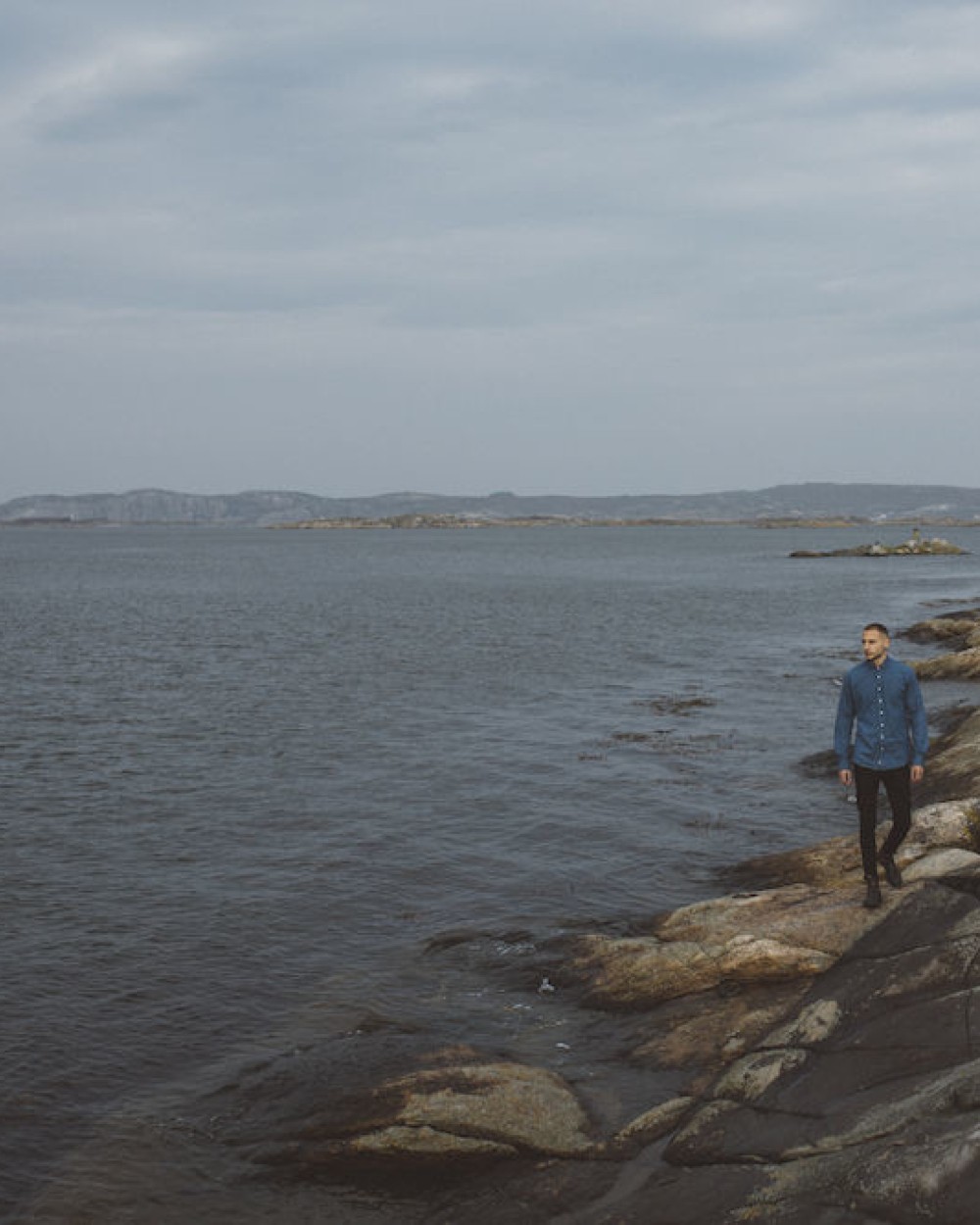 Hemden COTTOVER SHIRT DENIM SLIM FIT MAN - GOTS GECERTIFICEERD voor bedrukking &amp; borduring