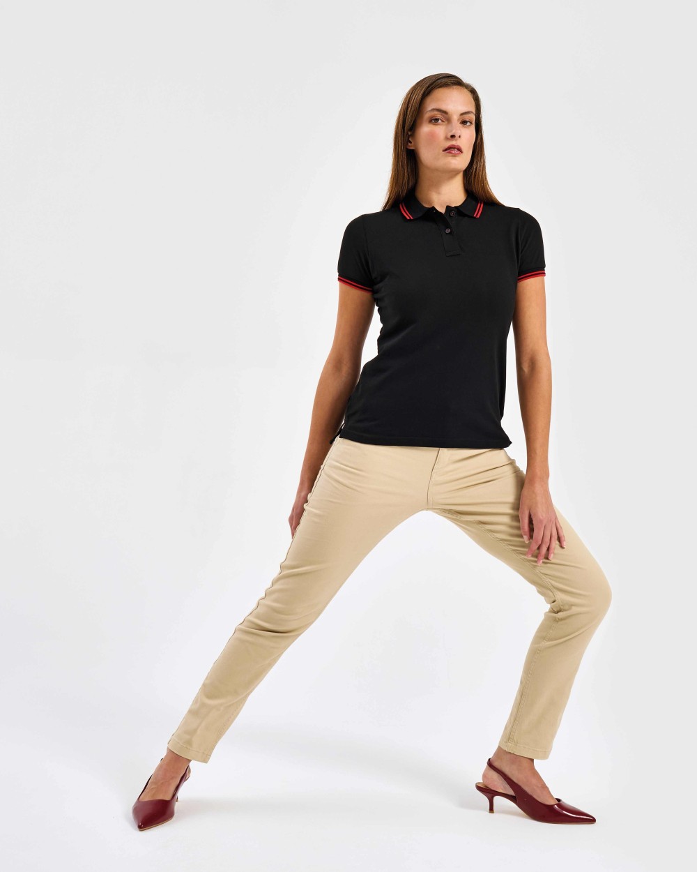 ASQUITH & FOX Women's classic fit tipped polo Poloshirts personalisierbar