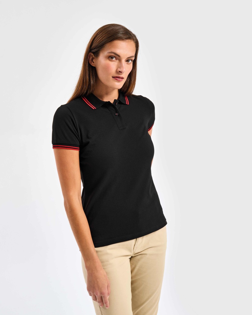 ASQUITH & FOX Women's classic fit tipped polo Poloshirts personalisierbar