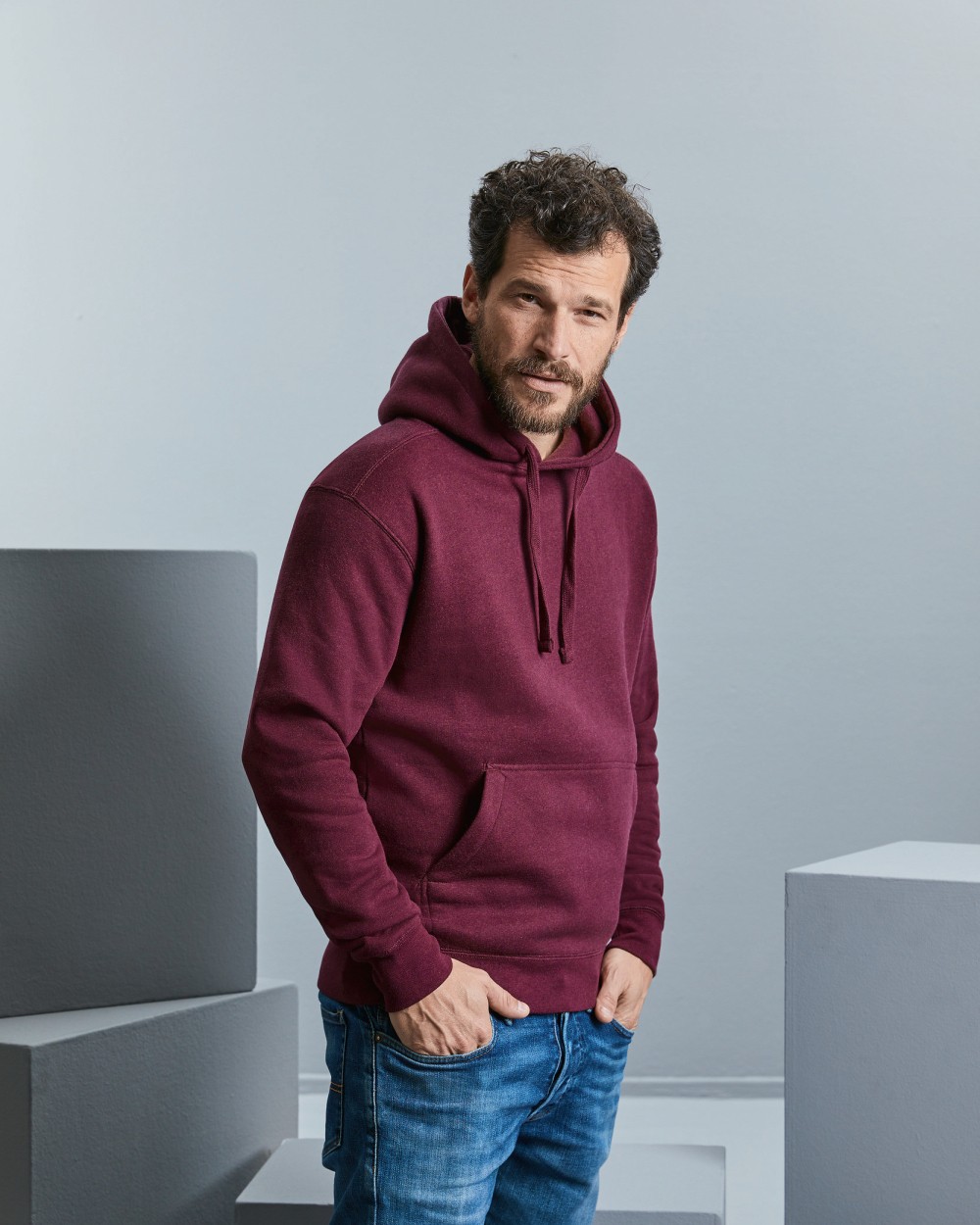 RUSSELL Men's Authentic Melange Hooded Sweat Sweatshirts personalisierbar