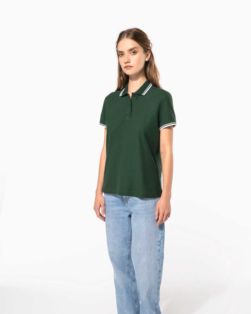 Polos personnalisable KARIBAN Polo femme manches courtes à liserés contrastés