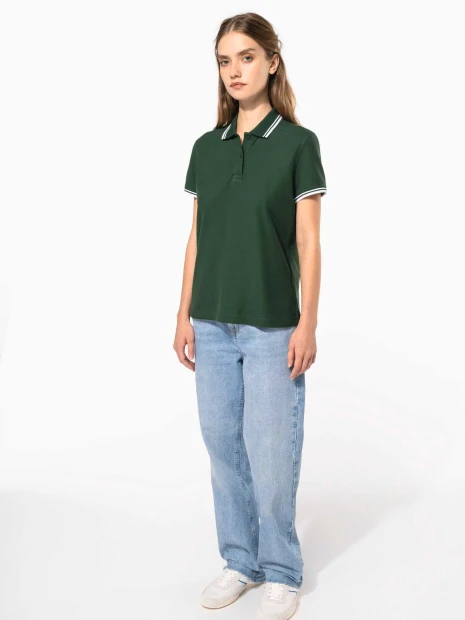 Polos à personnaliser KARIBAN Polo femme manches courtes à liserés contrastés 
