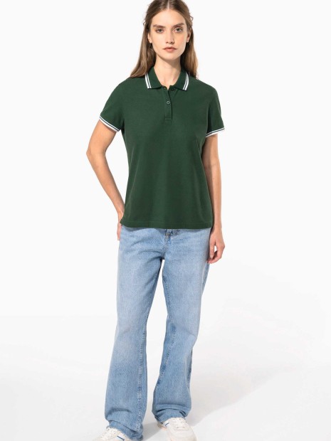 Polos à personnaliser KARIBAN Polo femme manches courtes à liserés contrastés 
