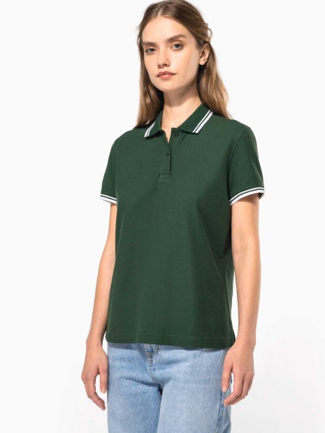Polos à personnaliser KARIBAN Polo femme manches courtes à liserés contrastés 