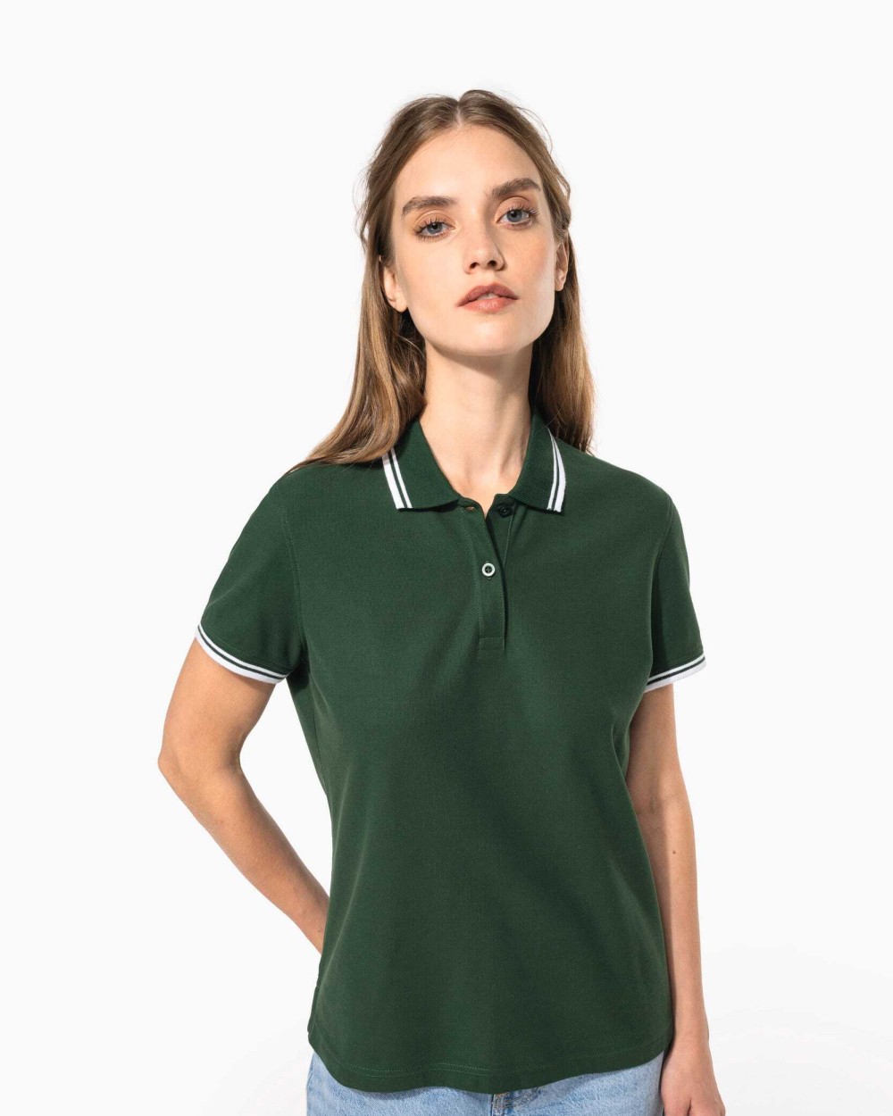 Polos personnalisable KARIBAN Polo femme manches courtes à liserés contrastés