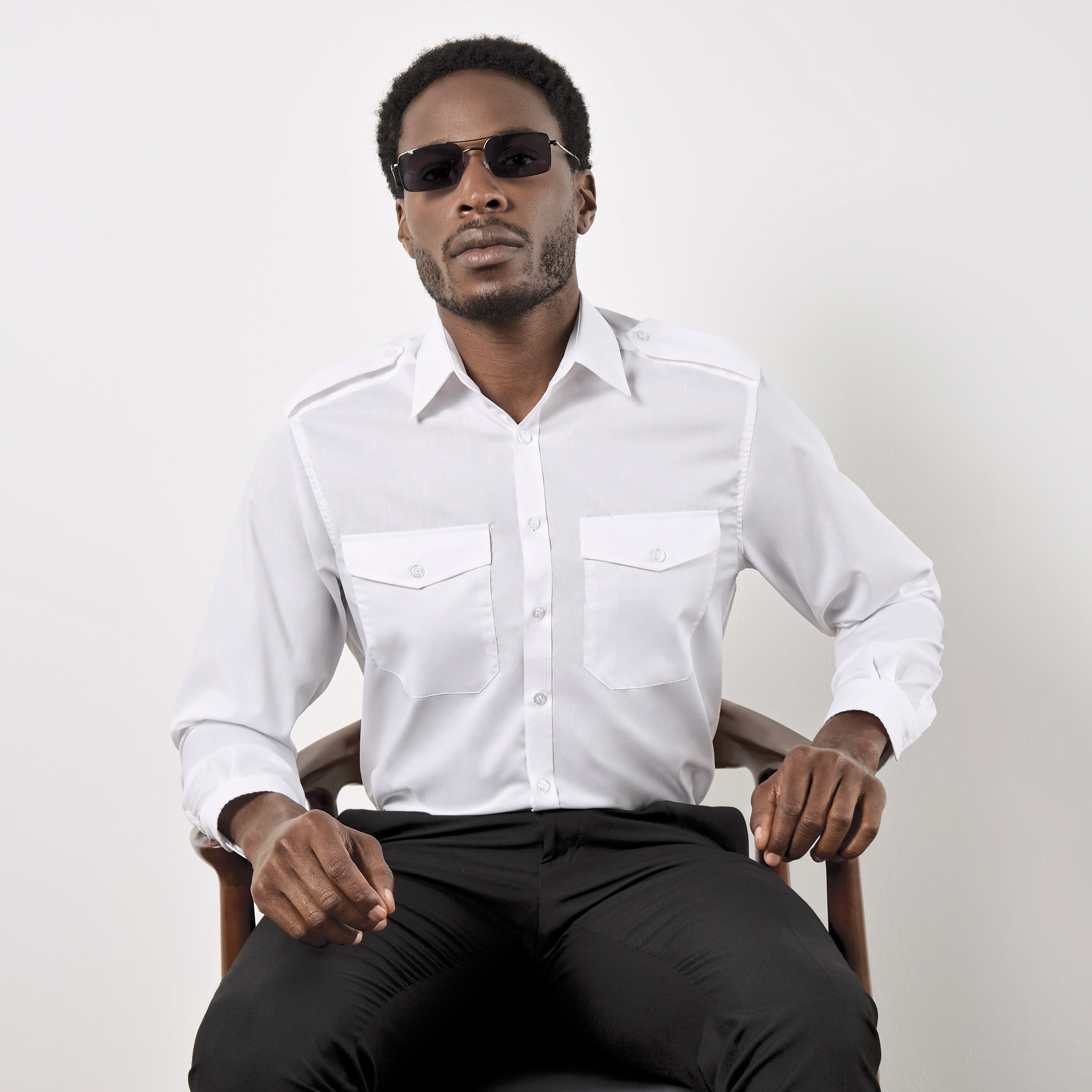 KUSTOM KIT Mens Pilot Shirt Long Sleeve Hemden personalisierbar