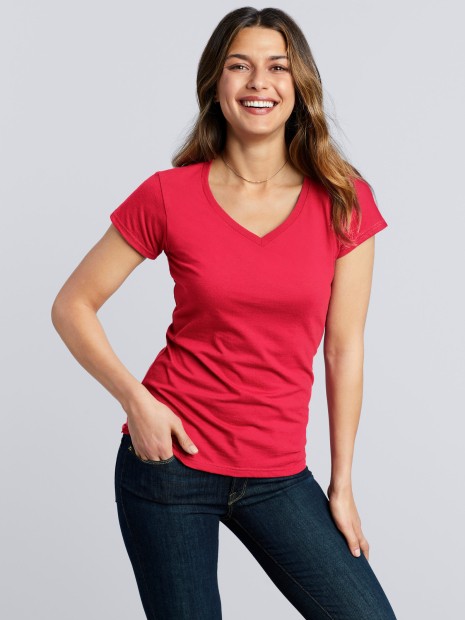 T-Shirts à personnaliser GILDAN T-shirt femme col v Softstyle 