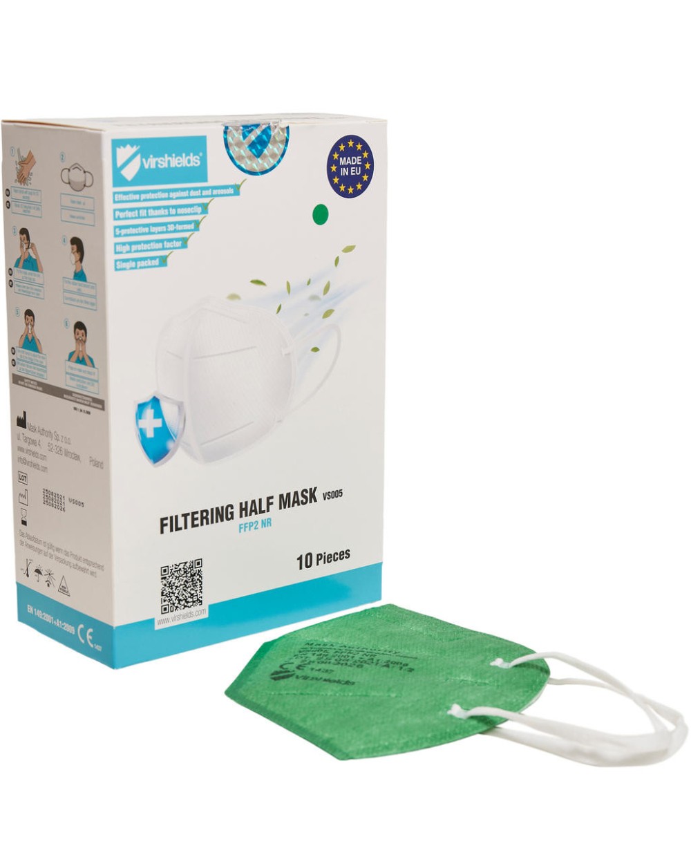 Benodigdheden VIRSHIELDS Filtering half mask FFP2 5-ply voor bedrukking &amp; borduring
