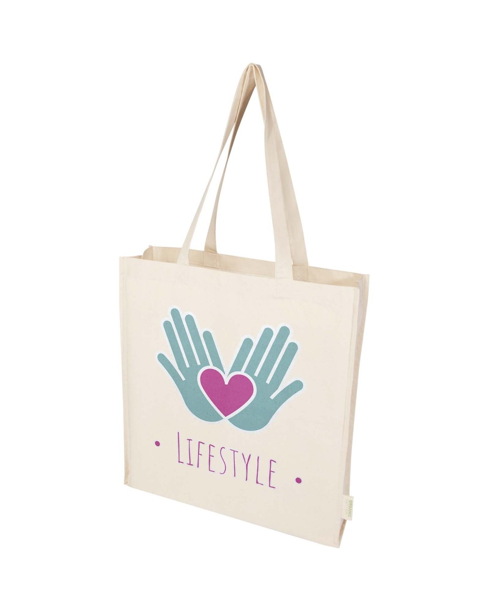 Tote bags 4DO Orissa 180 g/m² biologische draagtas met volledig inzetstuk 14 l voor bedrukking &amp; borduring