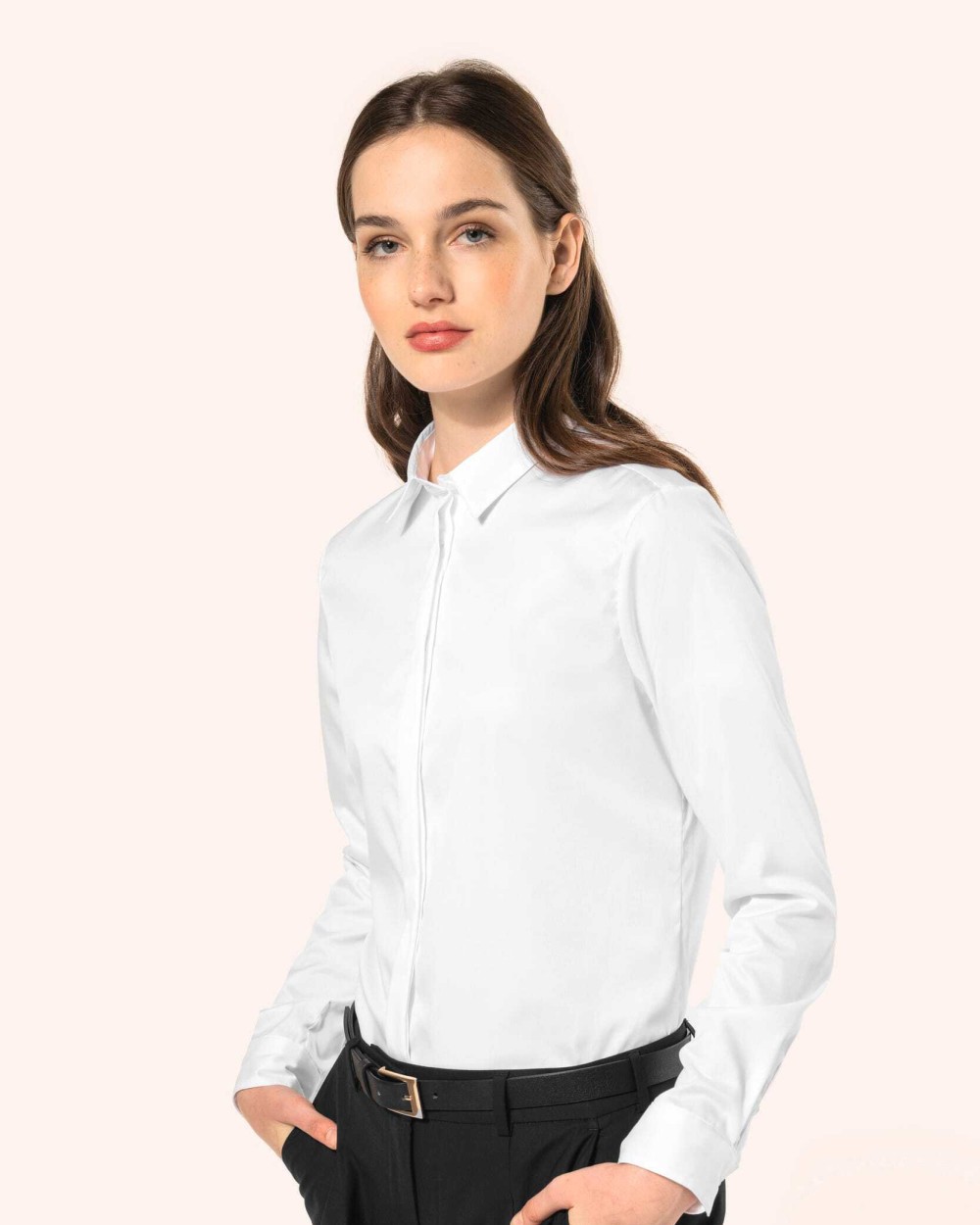 KARIBAN Twill-Damenhemd mit langen Ärmeln Hemden personalisierbar