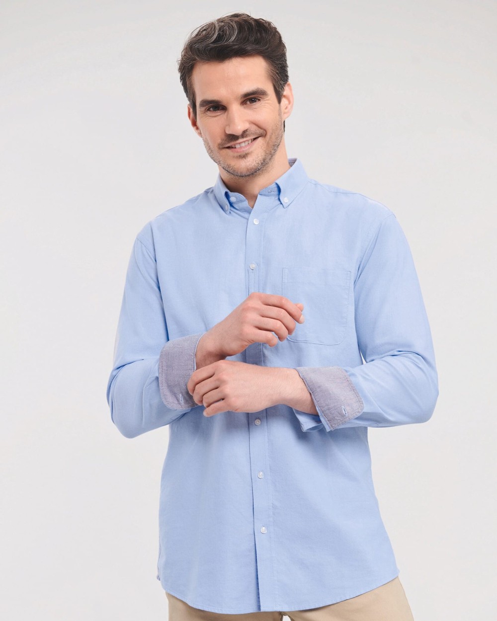 RUSSELL MEN'S LONG SLEEVE TAILORED WASHED OXFORD SHIRT Hemden personalisierbar
