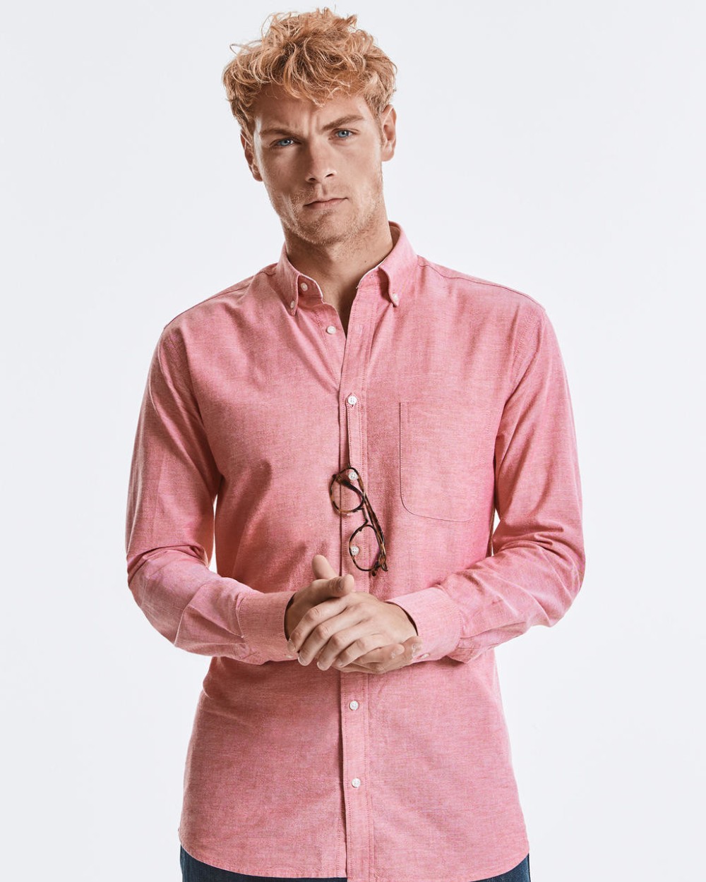 Hemden RUSSELL MEN'S LONG SLEEVE TAILORED WASHED OXFORD SHIRT voor bedrukking &amp; borduring