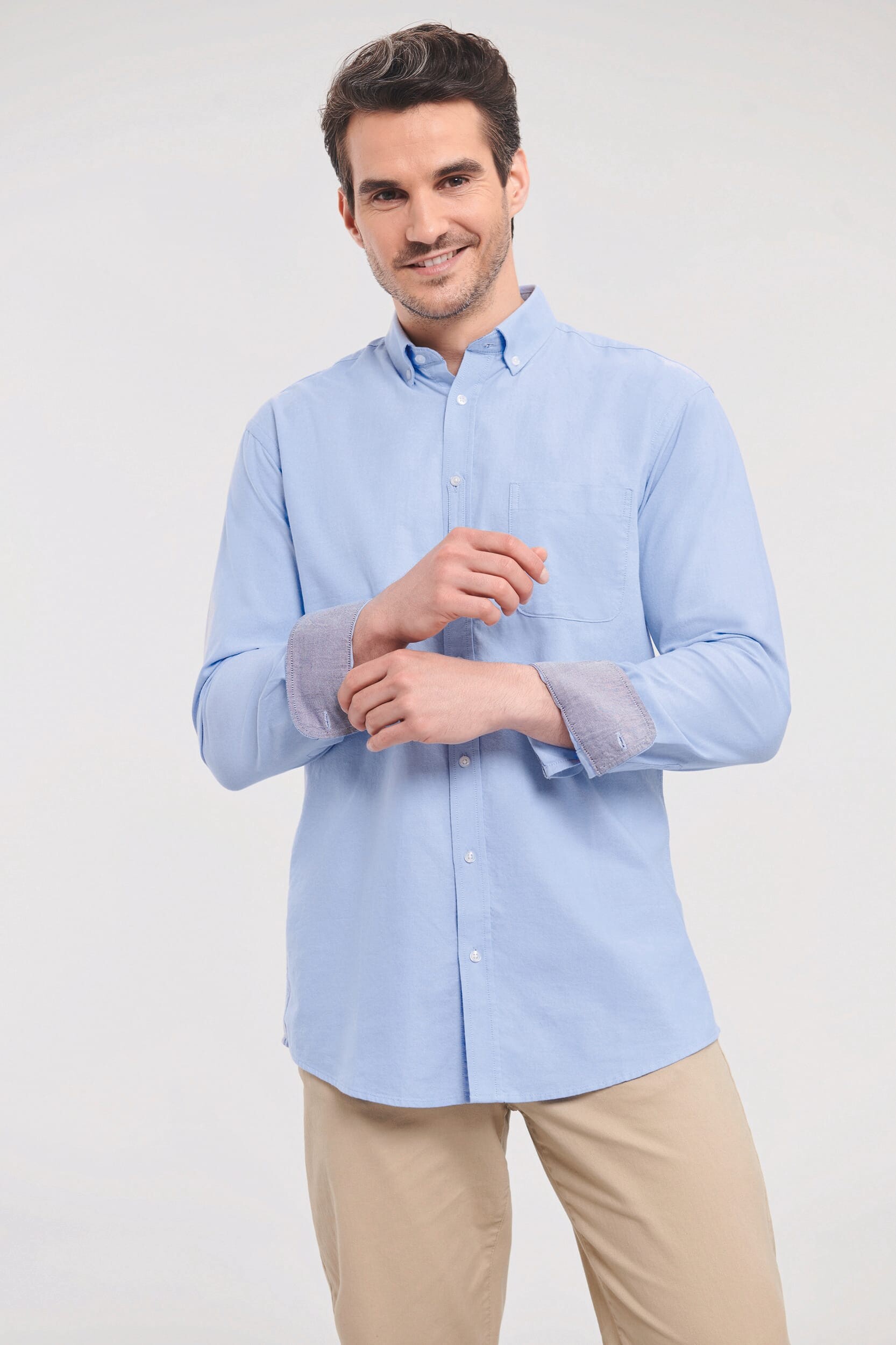 Hemden RUSSELL MEN''''S LONG SLEEVE TAILORED WASHED OXFORD SHIRT voor bedrukking &amp; borduring