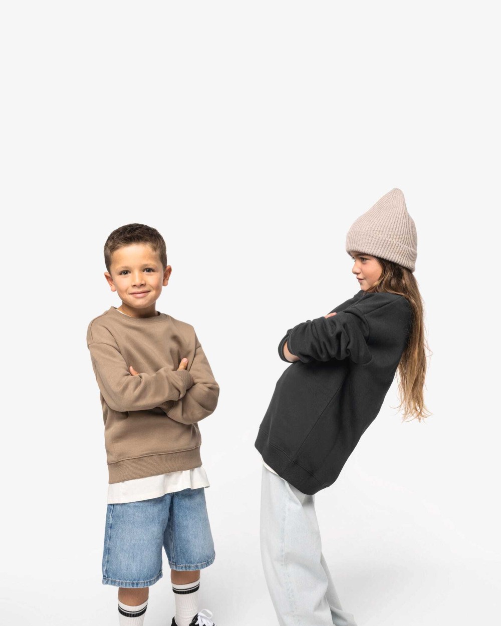 Sweaters & hoodies NATIVE SPIRIT Ecologische cropped kindersweater met ronde hals voor bedrukking &amp; borduring