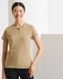 T-shirts PREMIER Ecologisch dames-T-shirt ‘Comis’ met knoopjeshals voor bedrukking &amp; borduring