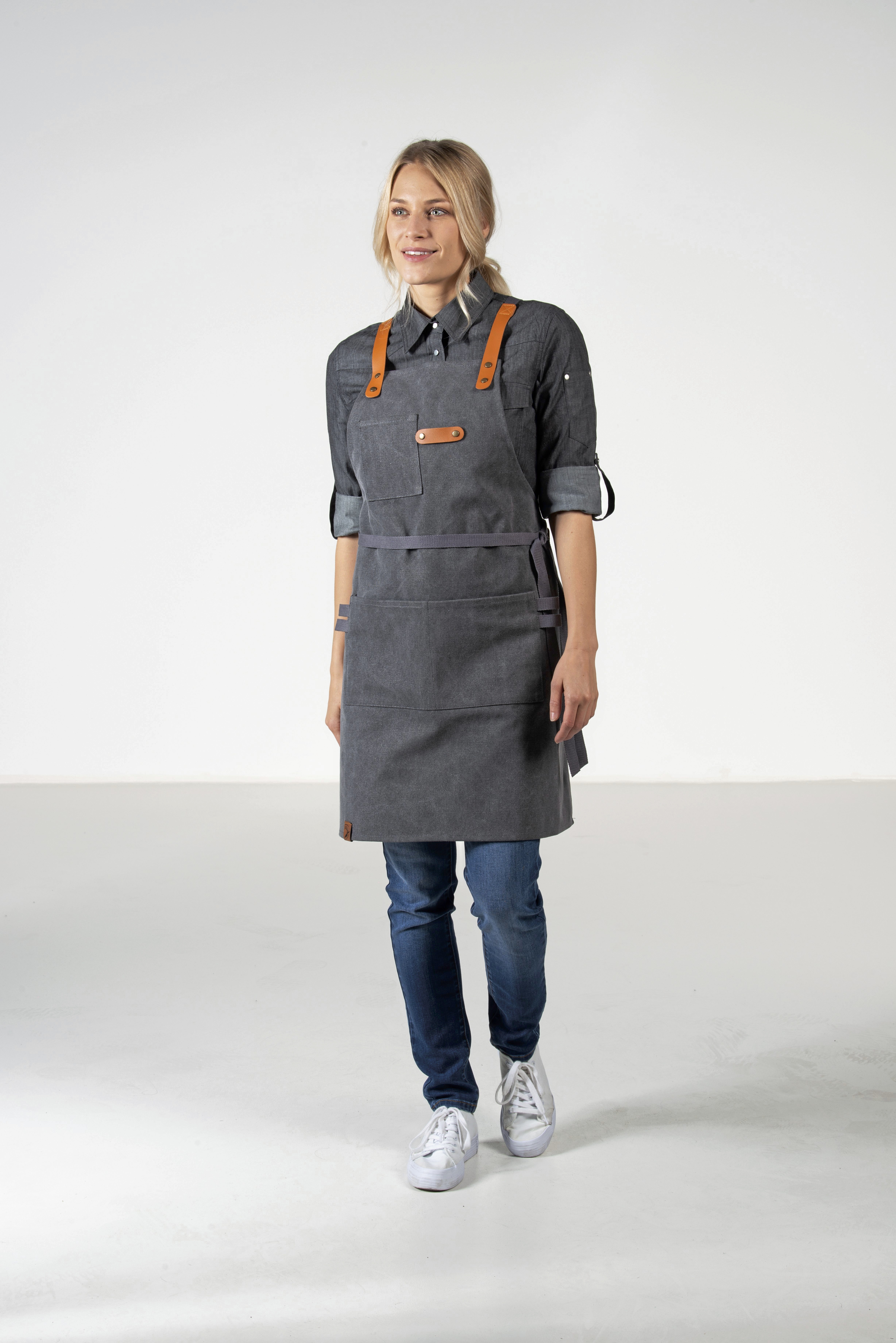 Schorten EXNER Bib Apron Canvas With Decorative Label voor bedrukking &amp; borduring