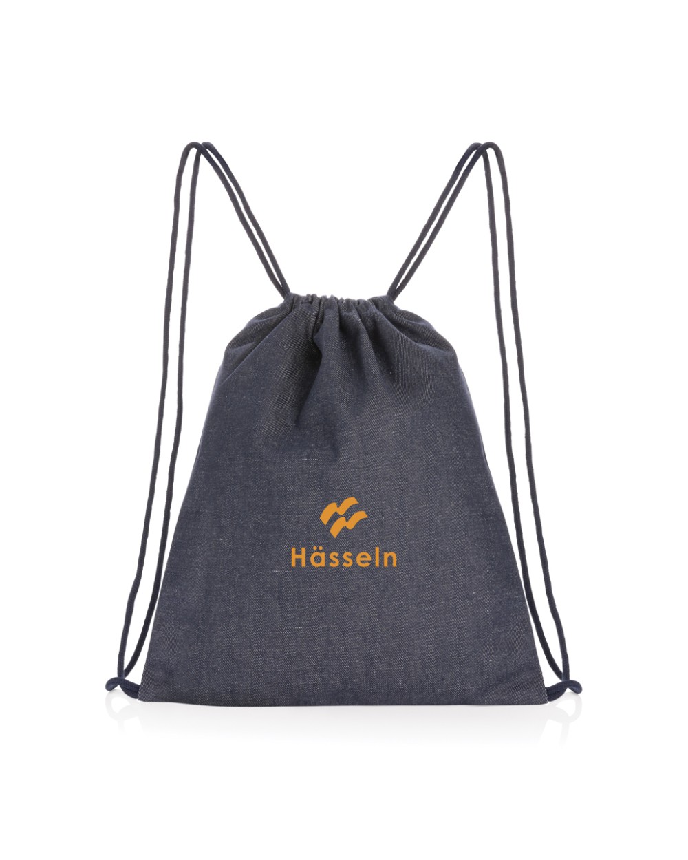 Tassen & Zakken 4DO Impact AWARE™ recycled denim drawstring rugzak voor bedrukking &amp; borduring