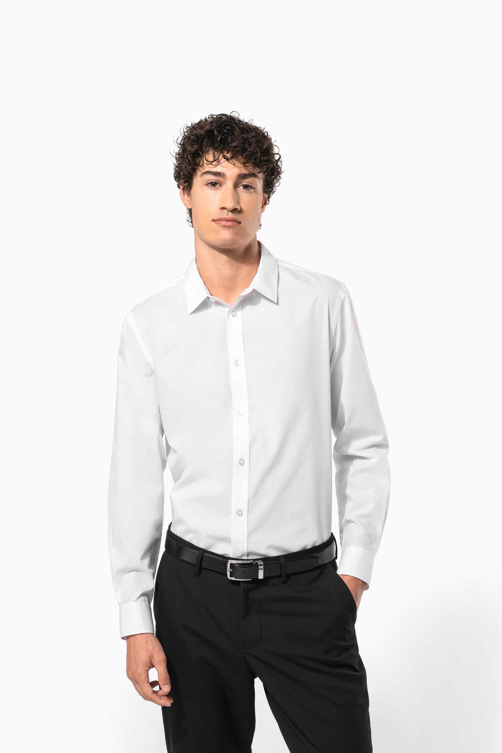 Chemises personnalisable KARIBAN Chemise popeline polycoton sans poche entretien facile homme
