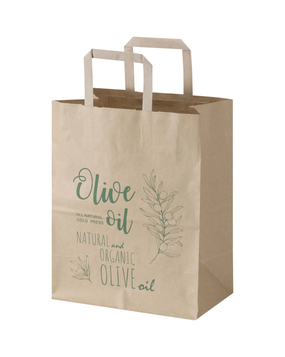 Tassen & Zakken 4DO Kraft papieren tas 80 g/m² met platte handvatten – 25 x 15 x 32 cm voor bedrukking &amp; borduring