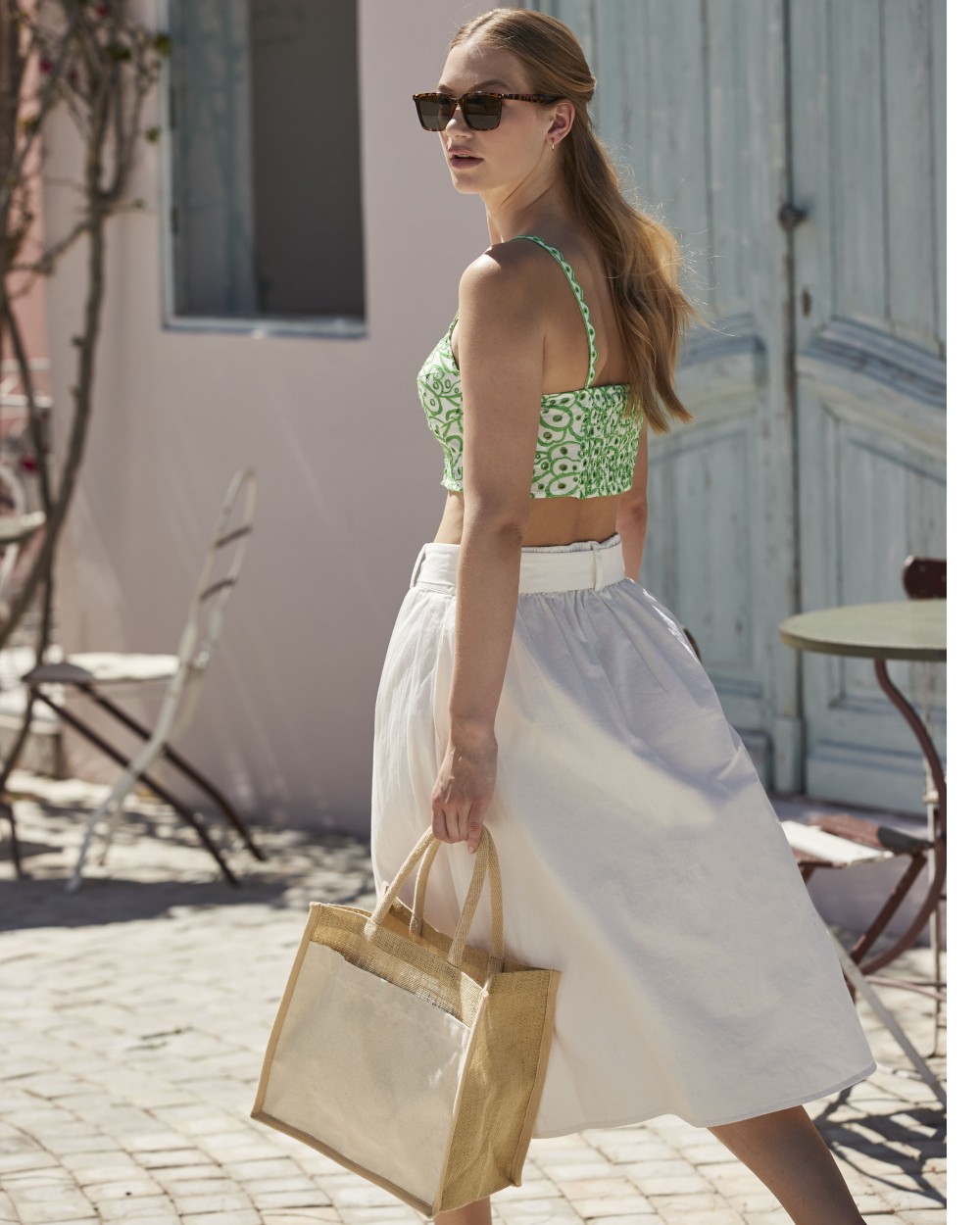 Tote bags WESTFORDMILL COTTON POCKET NATURAL STARCHED JUTE MIDI TOTE voor bedrukking &amp; borduring