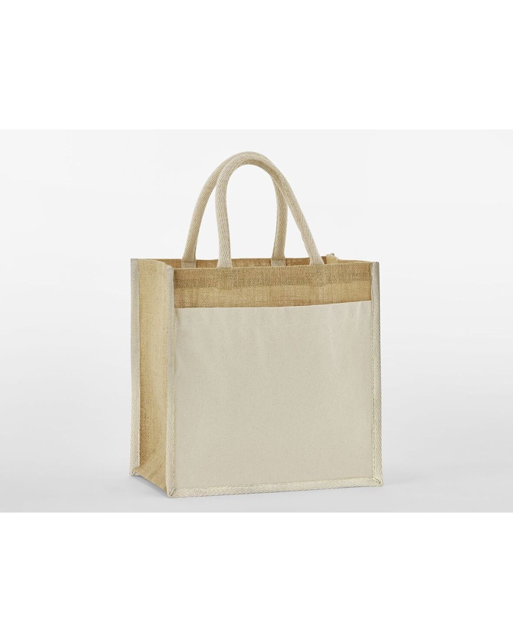 Tote bags WESTFORDMILL COTTON POCKET NATURAL STARCHED JUTE MIDI TOTE voor bedrukking &amp; borduring