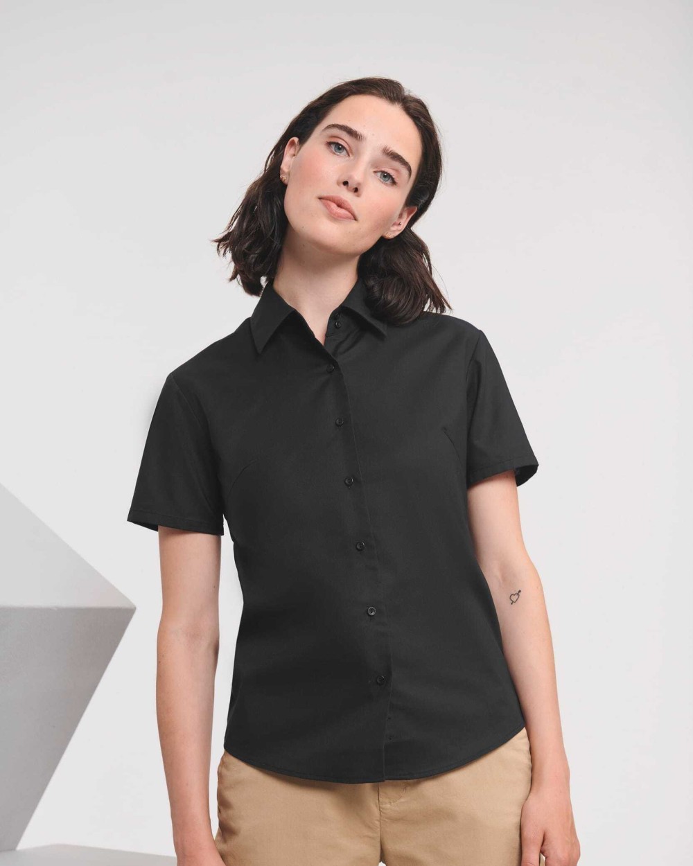 Hemden RUSSELL Ladies Short Sleeve Easy Care Oxford Shirt voor bedrukking &amp; borduring
