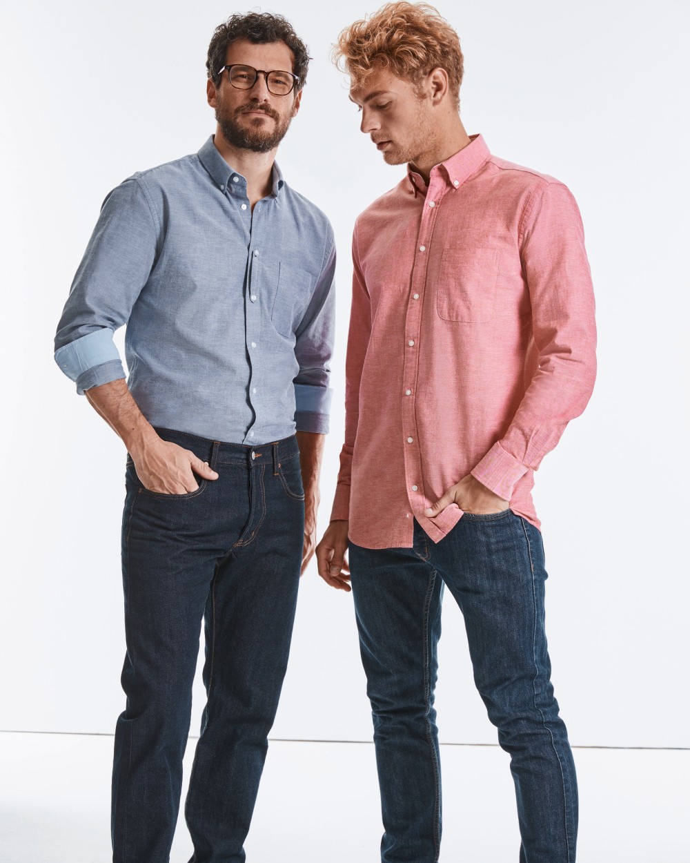 Chemises personnalisable RUSSELL MEN'S LONG SLEEVE TAILORED WASHED OXFORD SHIRT