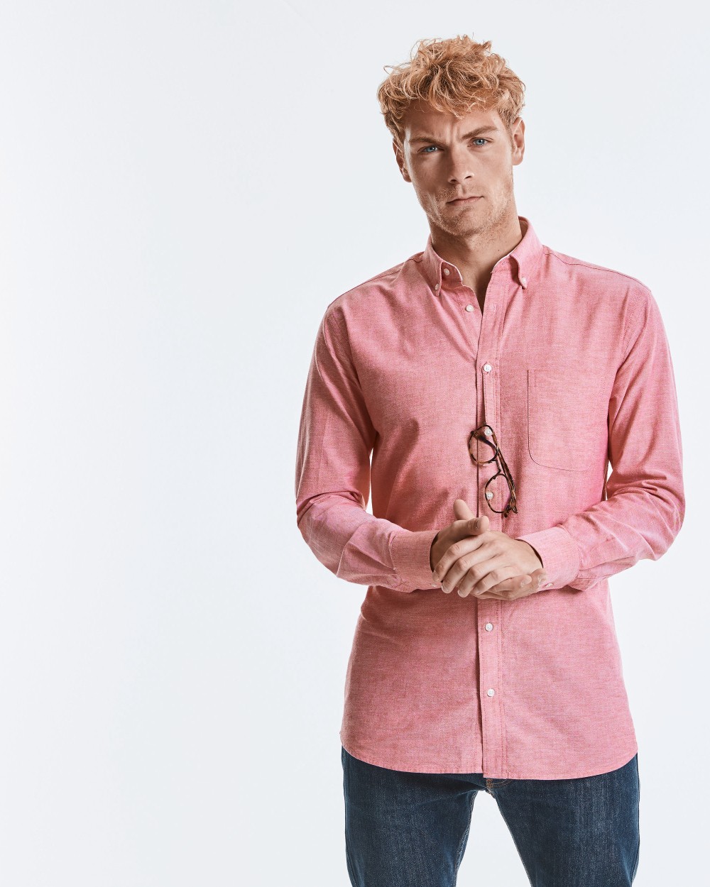 Chemises personnalisable RUSSELL MEN'S LONG SLEEVE TAILORED WASHED OXFORD SHIRT