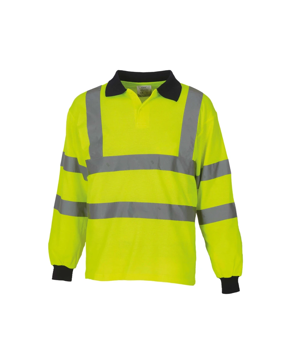 YOKO YOKO Langärmliges Poloshirt in Warnfarbe Poloshirts personalisierbar