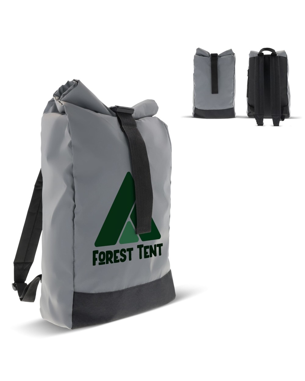 4DO Reflektierender Rolltop-Rucksack 26x13x50cm Taschen personalisierbar