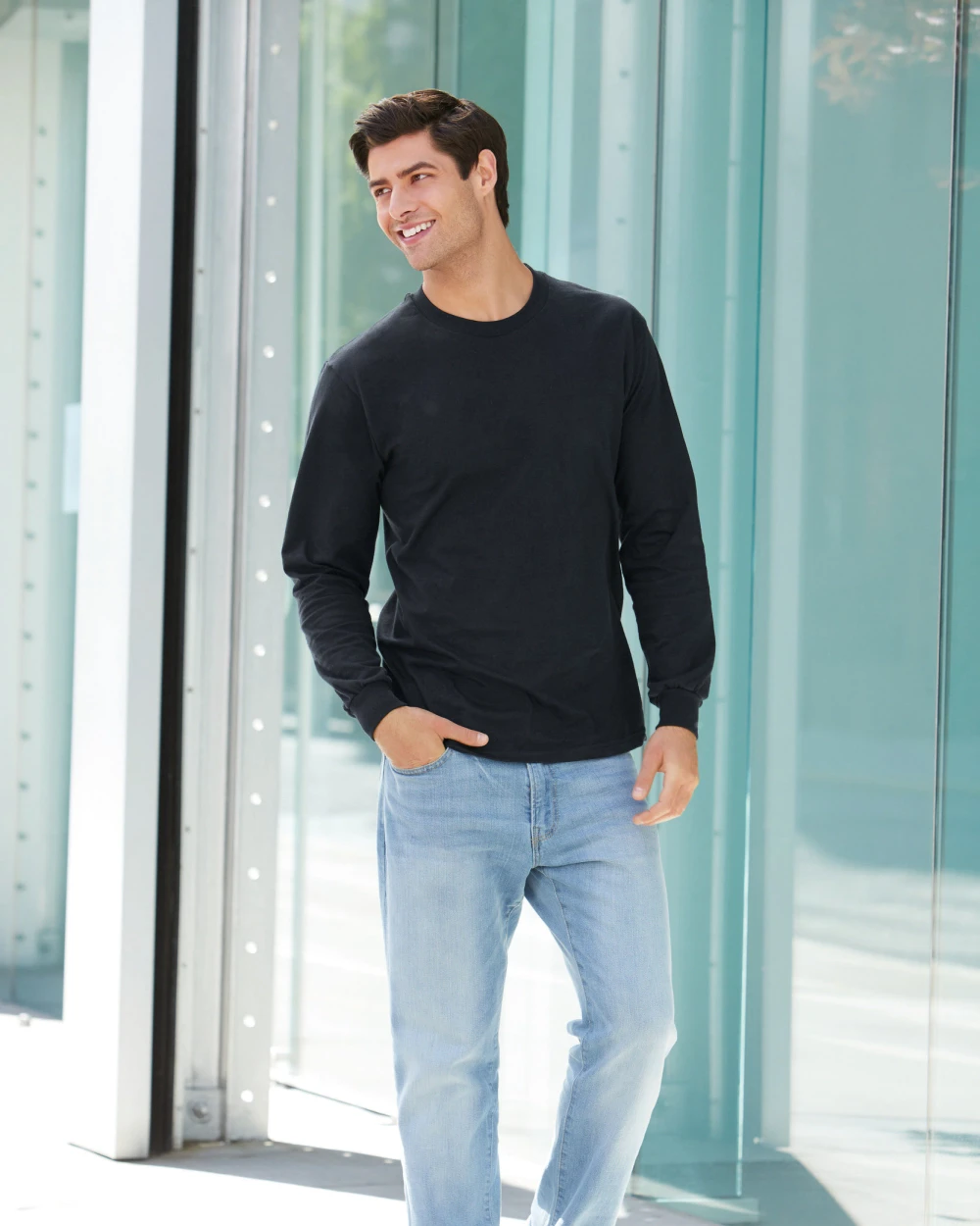T-shirts GILDAN Hammer long sleeve T-shirt voor bedrukking &amp; borduring