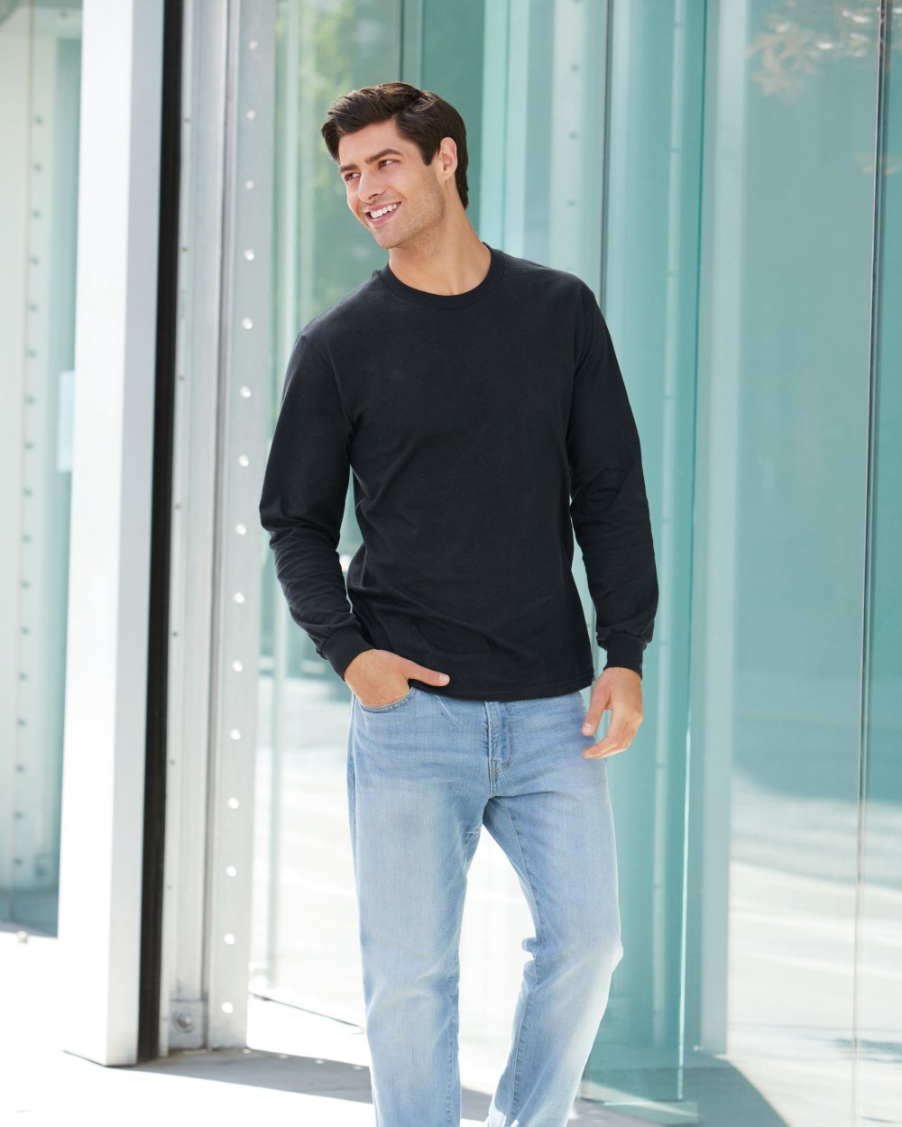 T-shirts GILDAN Hammer long sleeve T-shirt voor bedrukking &amp; borduring