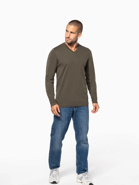 T-Shirts à personnaliser KARIBAN T-shirt col V manches longues homme 